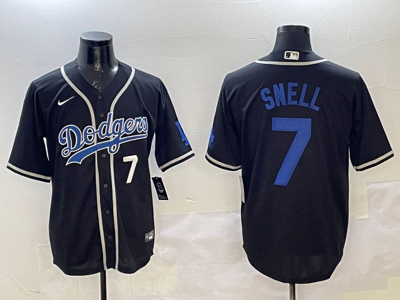 Men Los Angeles Dodgers #7 Snell Black Fashion Game 2025 Nike MLB Jersey style 11